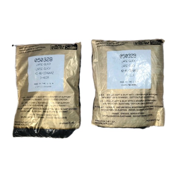 2 packs of Silkies Pantyhose, size Large, color Black, new in package - Picture 2 of 3